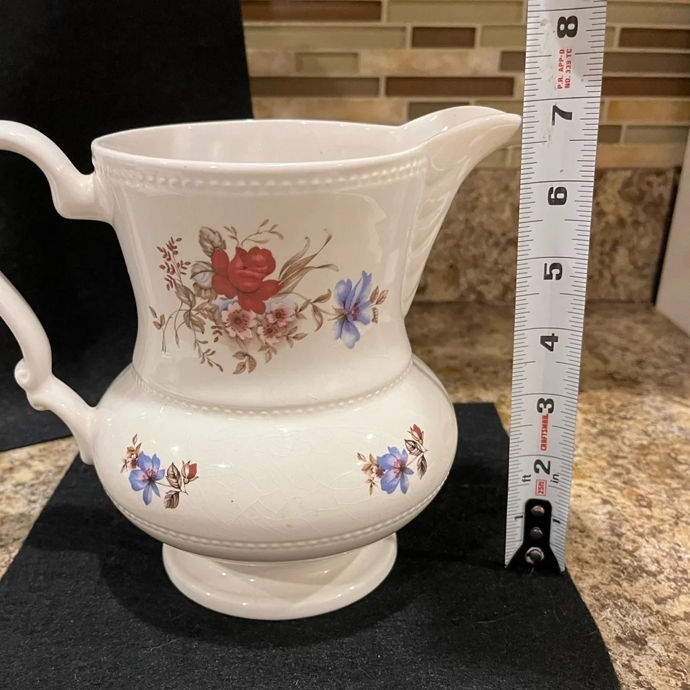 Vintage Lord Nelson Pottery Pitcher Floral Made in England 7”